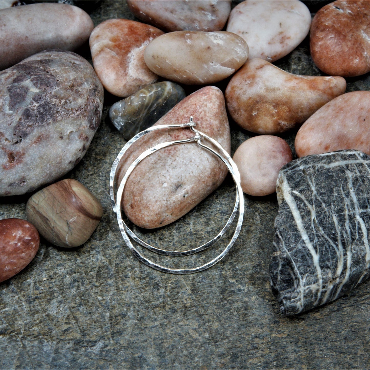 1.125 inch sterling silver hoops