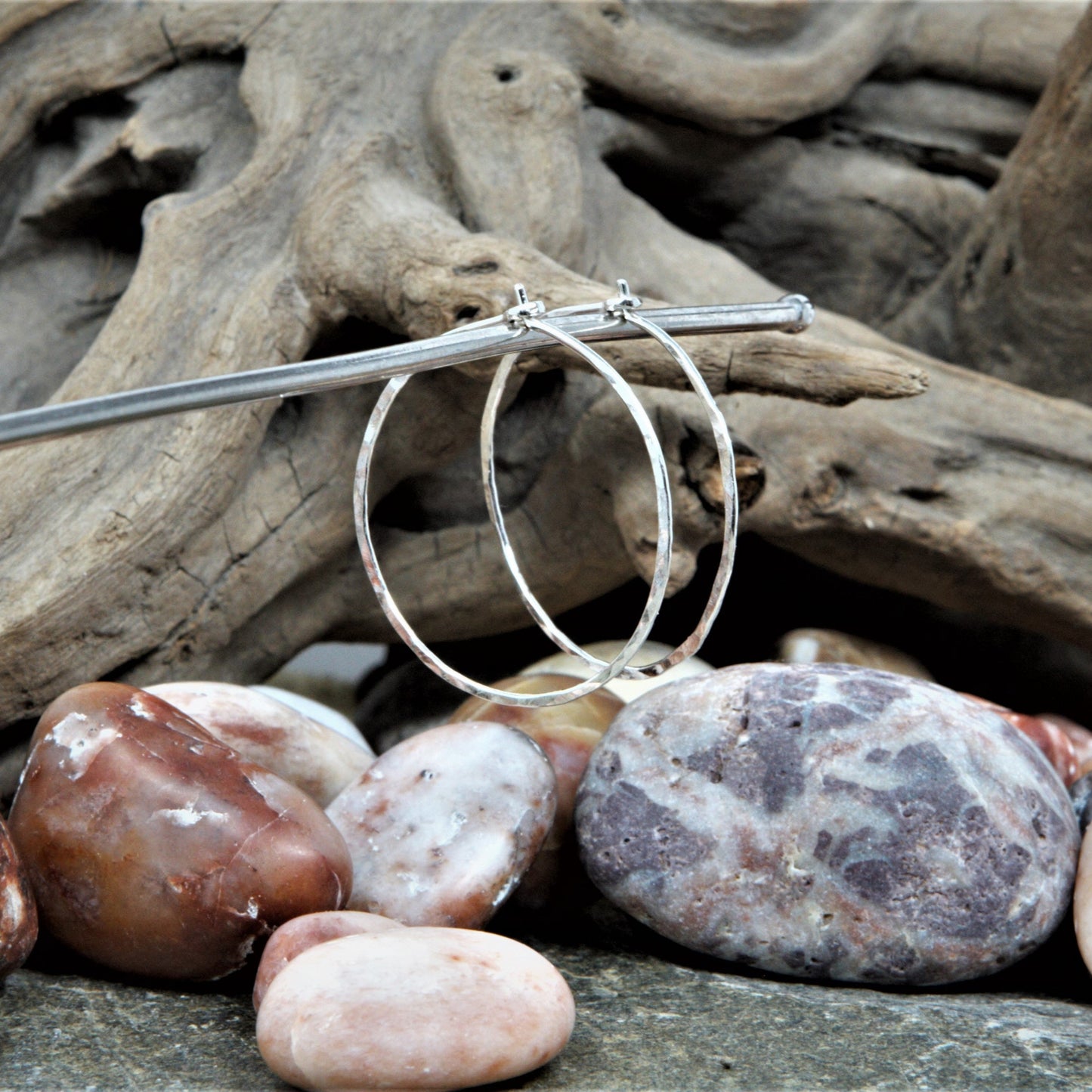 1.125 inch sterling silver hoops