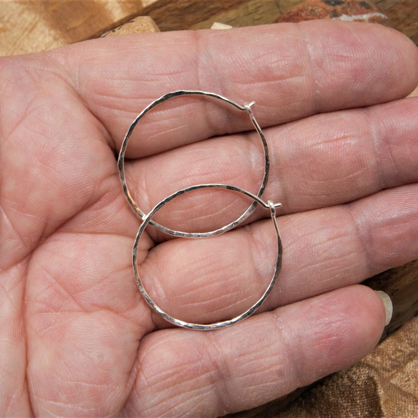 1.125 inch sterling silver hoops