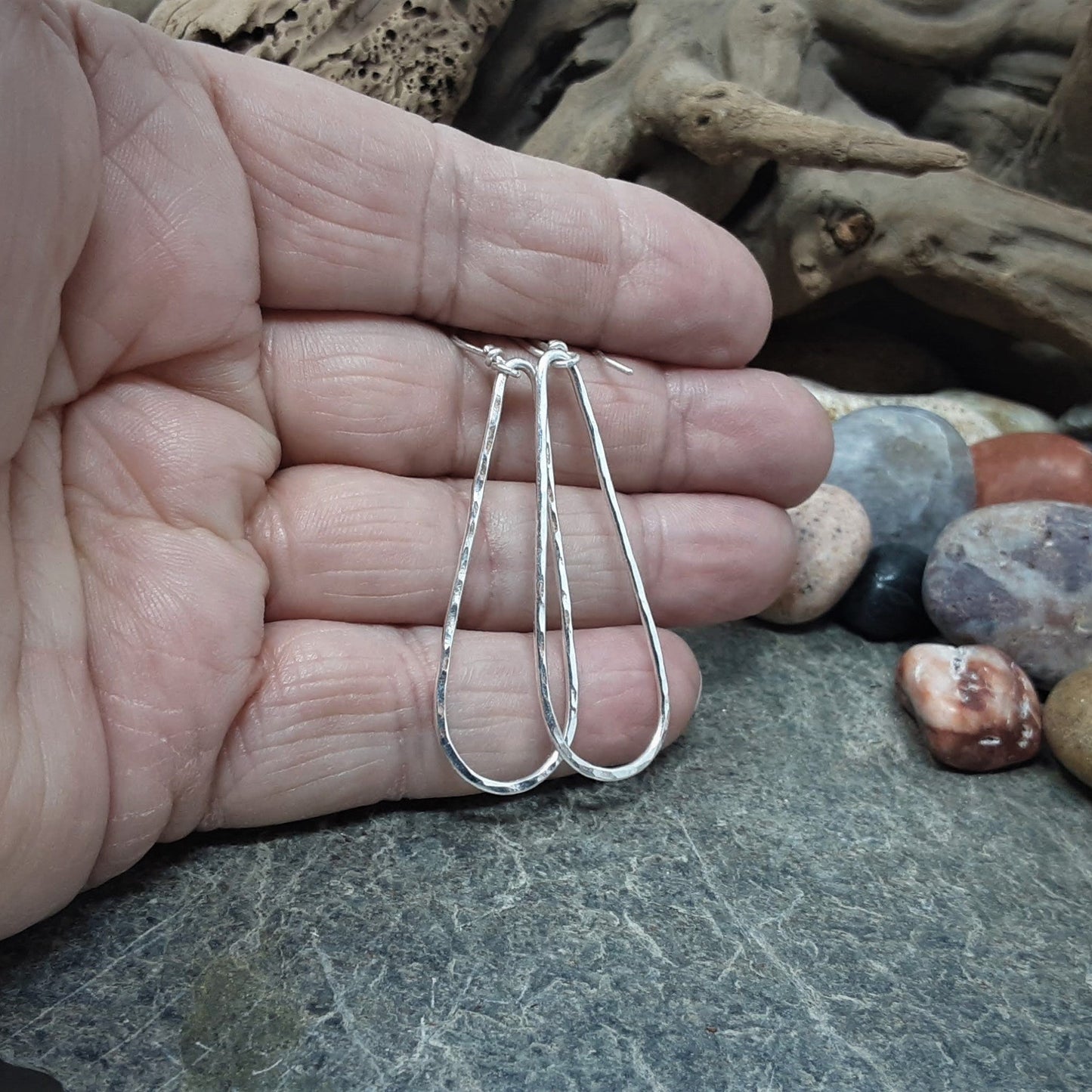 Sterling Silver Teardrop Hoops