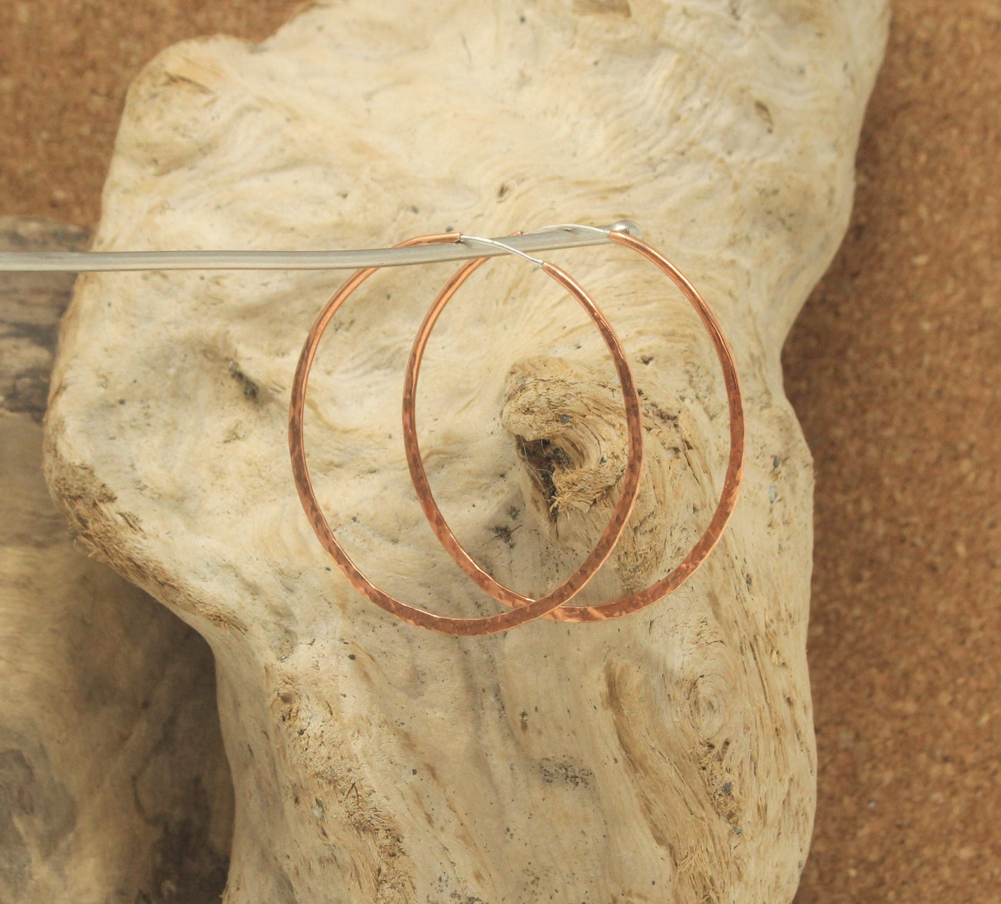large hammered copper hoops