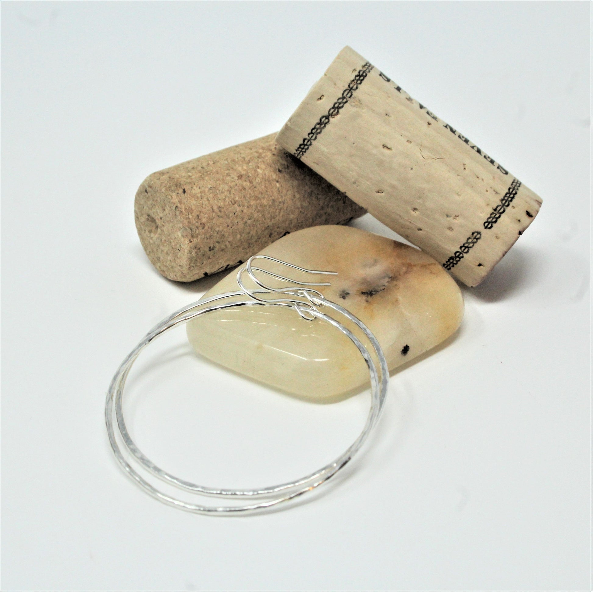 large sterling silver hammered dangle hoops