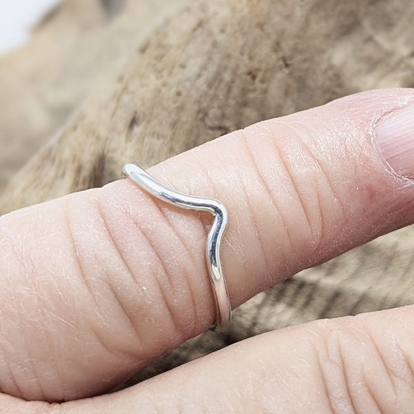 Forged Sterling Silver stacking V ring