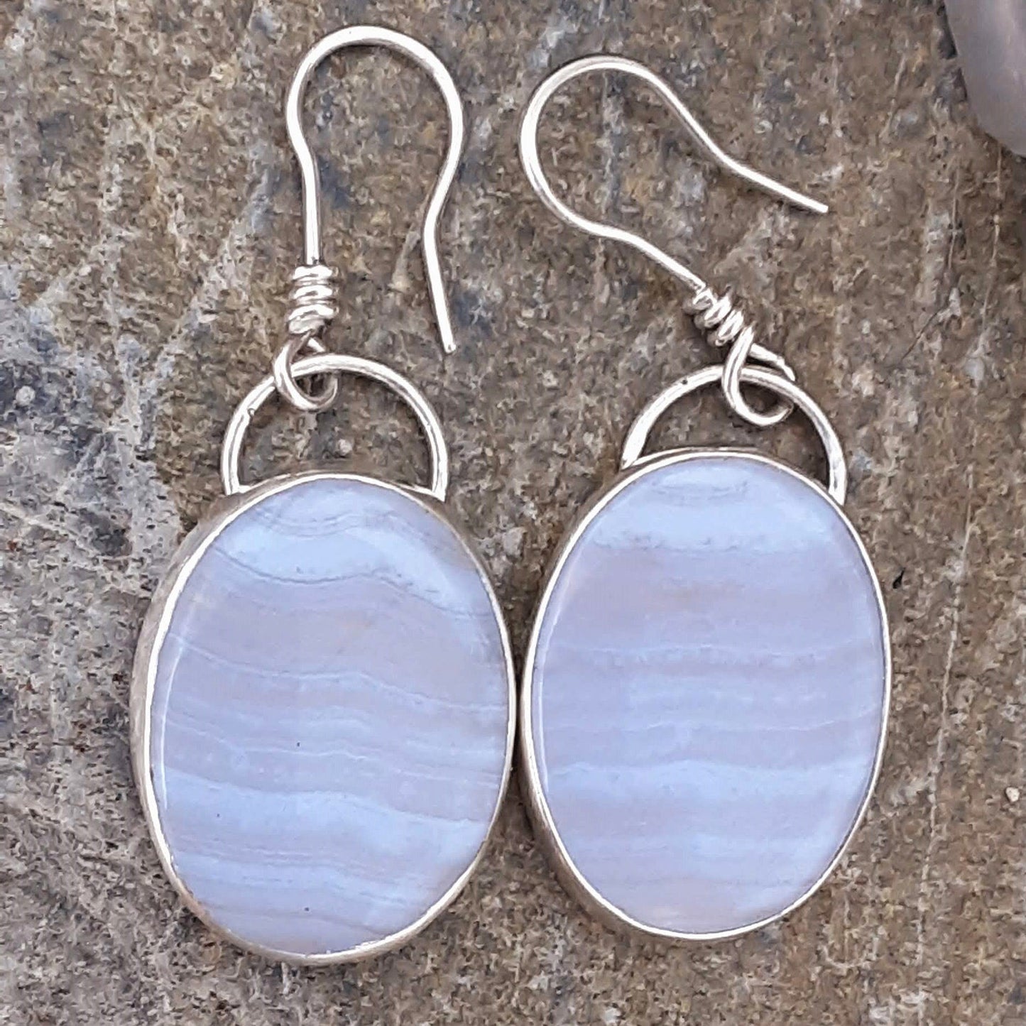 Sterling Silver and Blue Lace Agate Drop Earrings