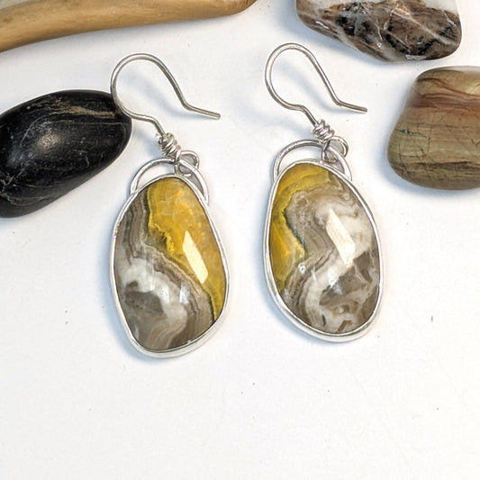 Bumble Bee Jasper and Sterling Silver Earrings