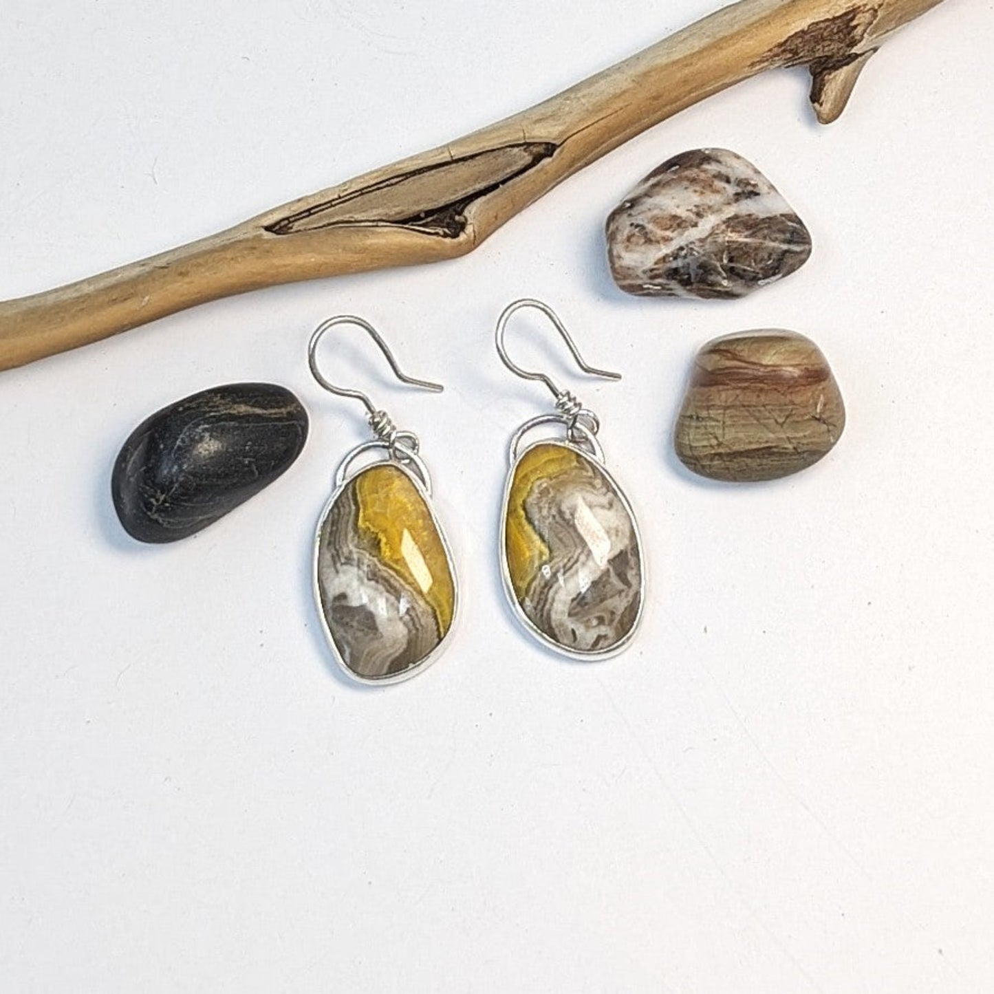 Bumble Bee Jasper and Sterling Silver Earrings