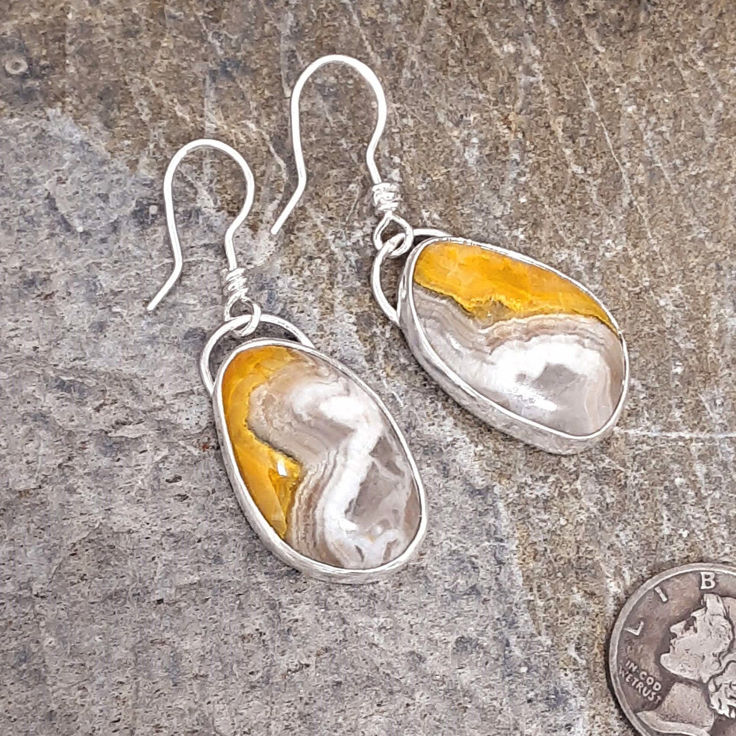 Bumble Bee Jasper and Sterling Silver Earrings