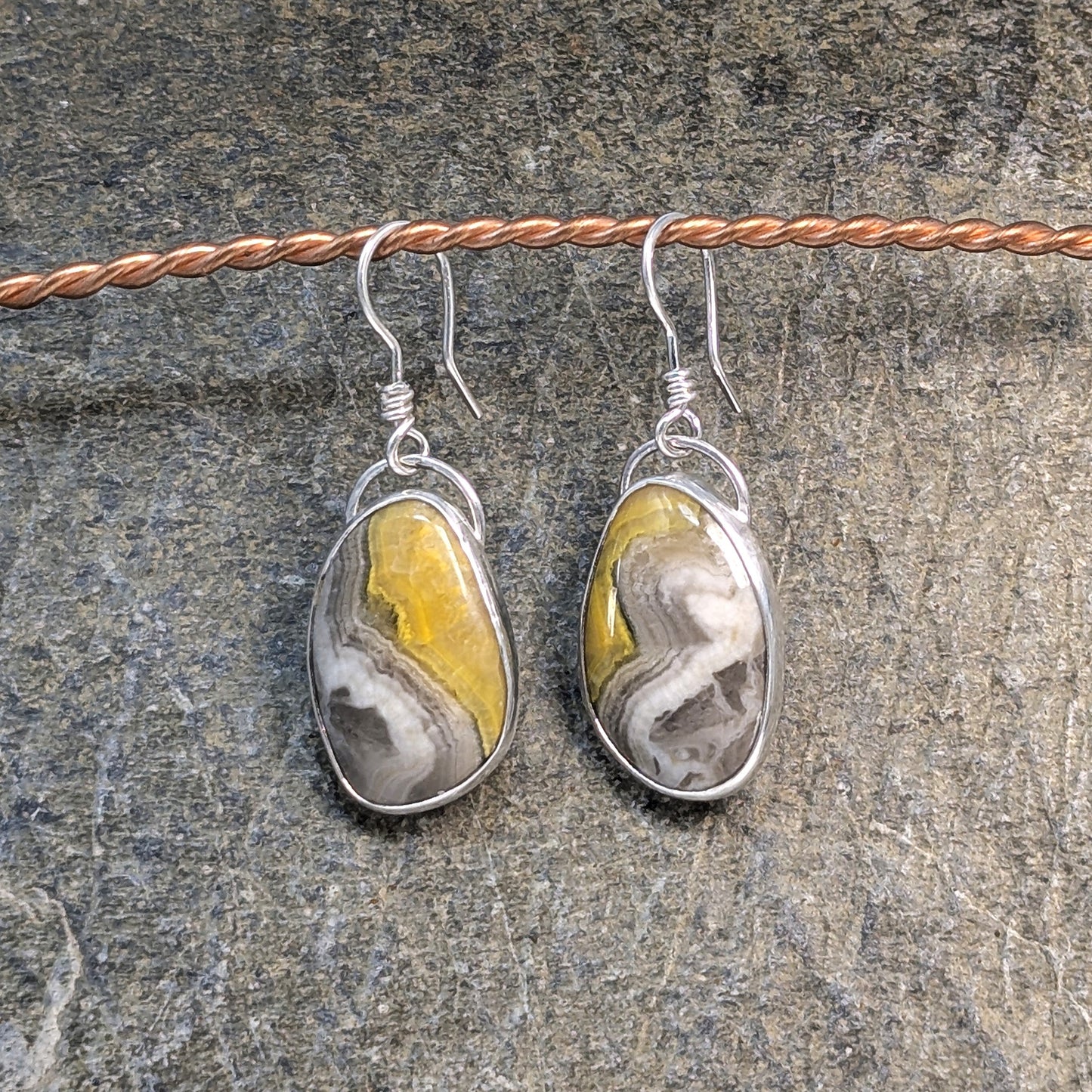 Bumble Bee Jasper and Sterling Silver Earrings