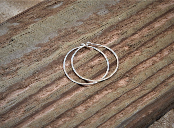 1.125 inch sterling silver hoops