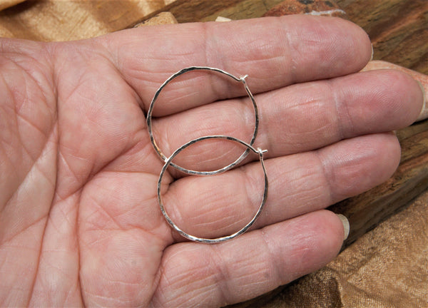 1.125 inch sterling silver hoops