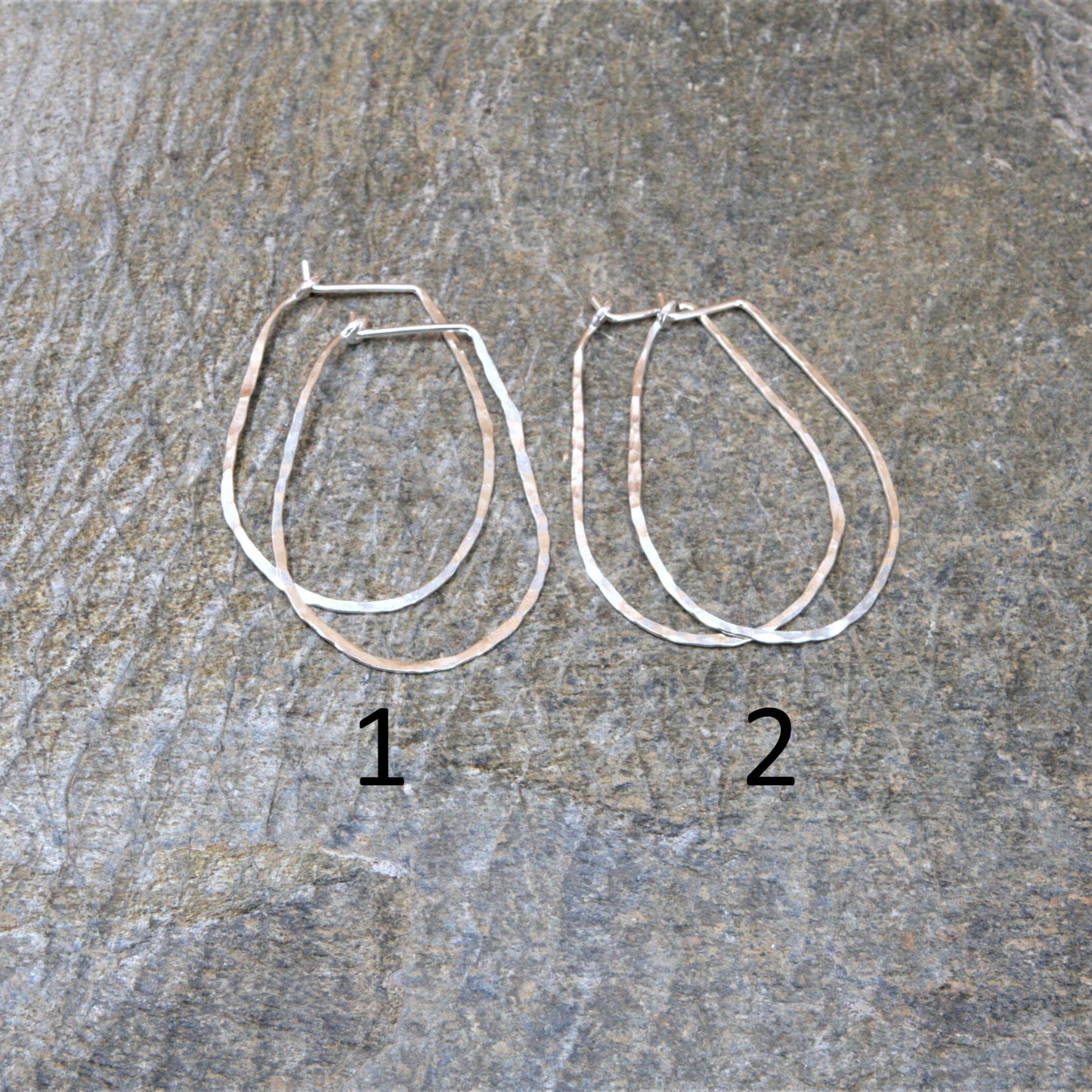 Sterling Silver 1.5 inch Hammered Oval Hoop Earrings