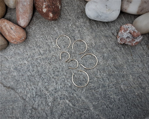Small Gold Filled Open Arc Hoops 3 sizes
