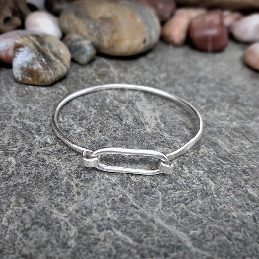 sterling silver forged latch bracelet