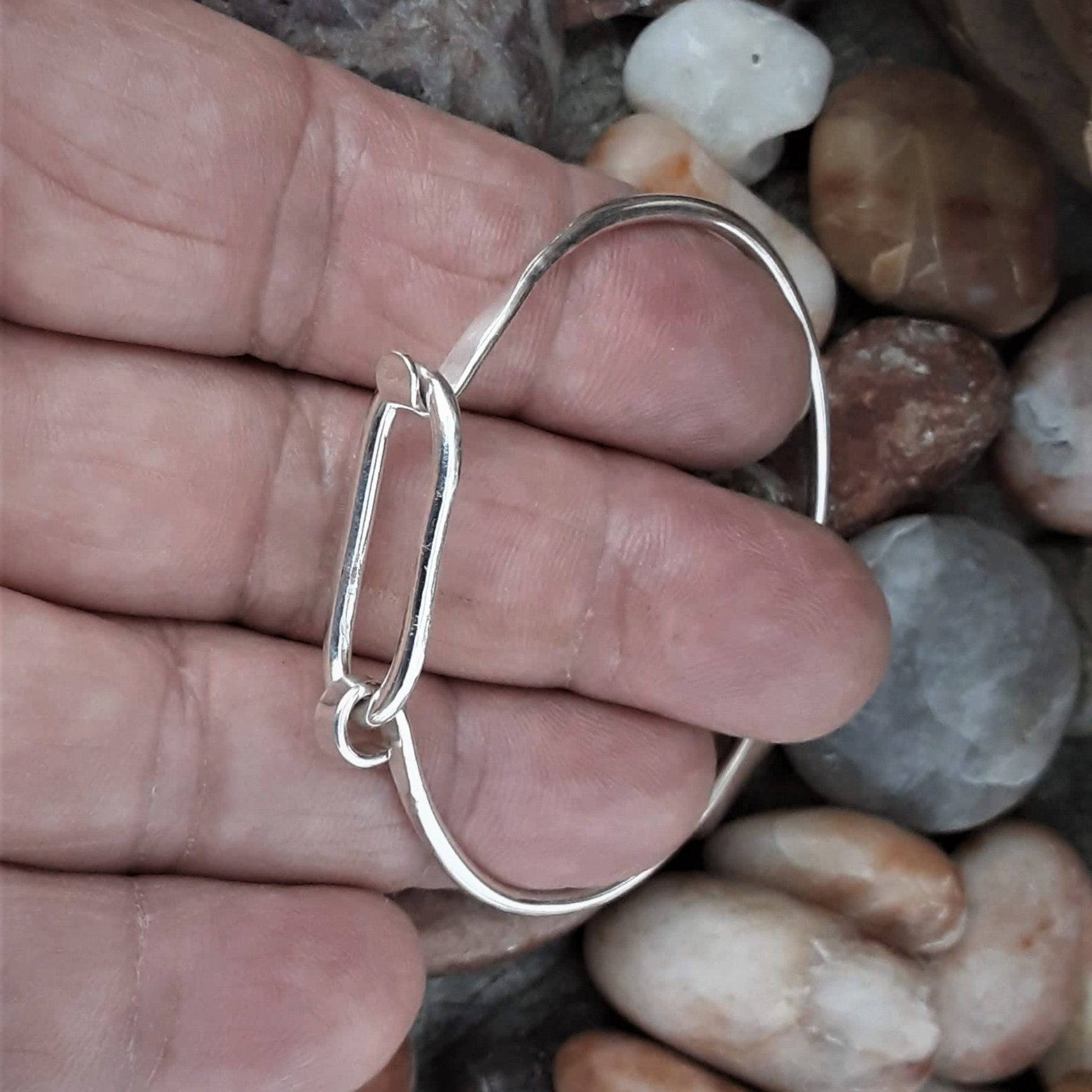 sterling silver forged latch bracelet
