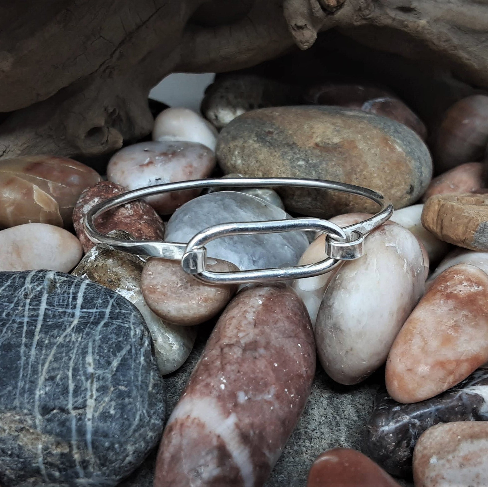 sterling silver forged latch bracelet
