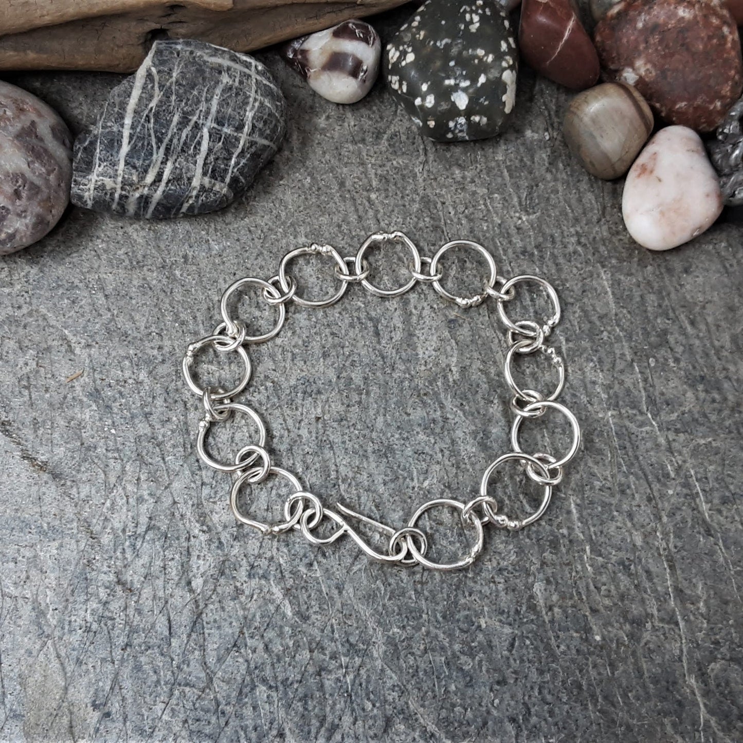 Sterling Silver Handwrought Large and Small Link Chain Bracelet